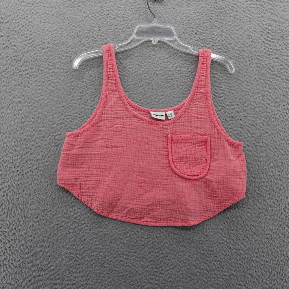 Noisy May Pink Gauze Cropped Tank Top Pocket Casual Summer Womens XS NEW